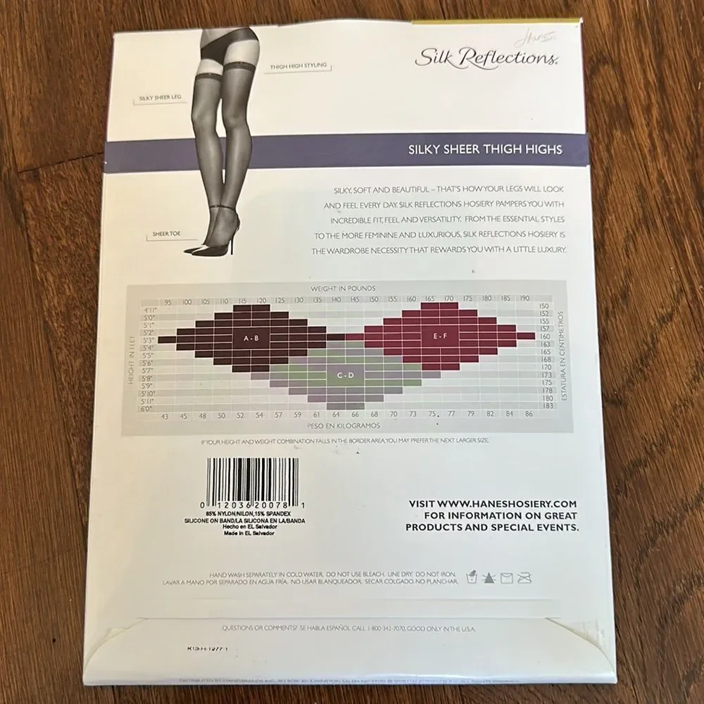 New in packaging Hanes Silk Reflections Barely There Silky Sheer Thigh‎ Highs